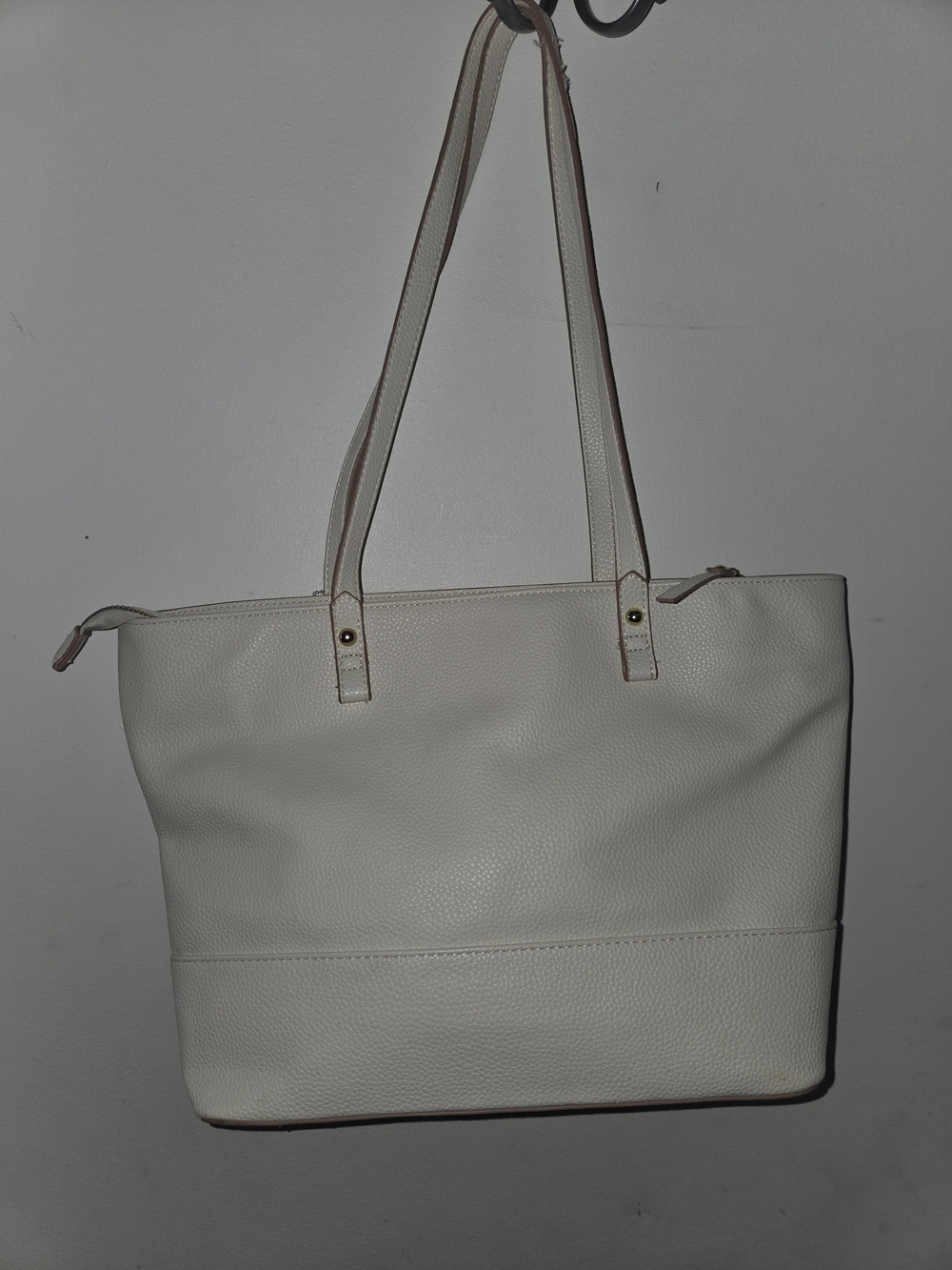 Nanette Lepore Cream Pebbled Leather Tote with Gold Hardware - Picture 5 of 8
